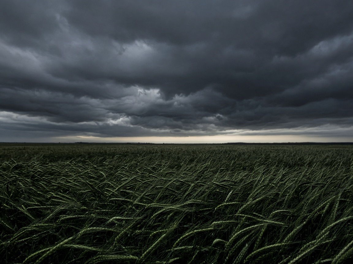 Campo di segale sotto un temporale.